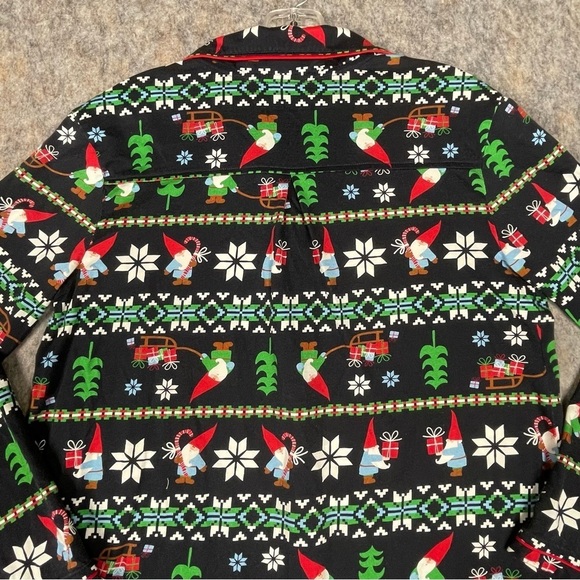 Hanna Anderson Christmas Gnome Sweet Gnome Cozy Flannel Button Up Pajama Top S - Picture 8 of 14